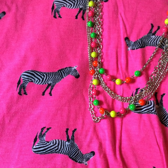 Neon Zebra Tee + Necklace - Picture 4 of 6